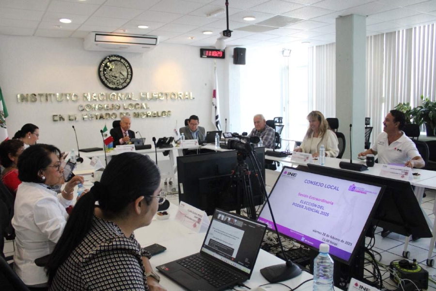 Aspectos de la sesión del consejo local del INE de este viernes.