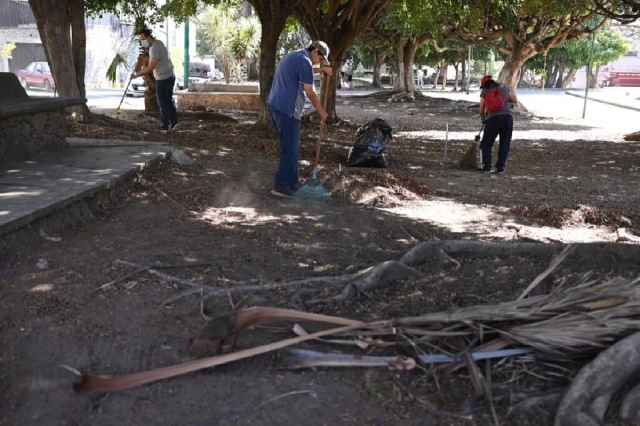 Mantenimiento de espacio público en Cuernavaca. Foto: Anónimo.