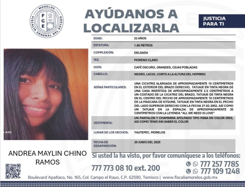 Buscan en Tlayacapan a Andrea Maylin