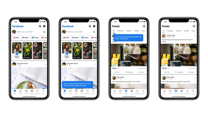 Facebook lanza nuevas pestañas: Feeds e Inicio para un mayor control de la cuenta