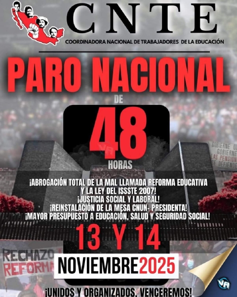 Anuncia CNTE nueva jornada de protestas