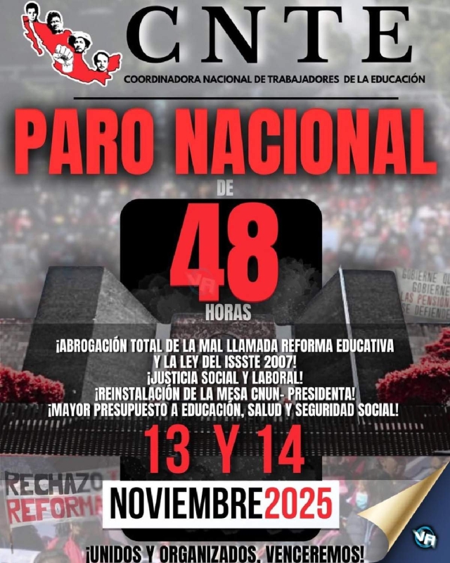 Anuncia CNTE nueva jornada de protestas