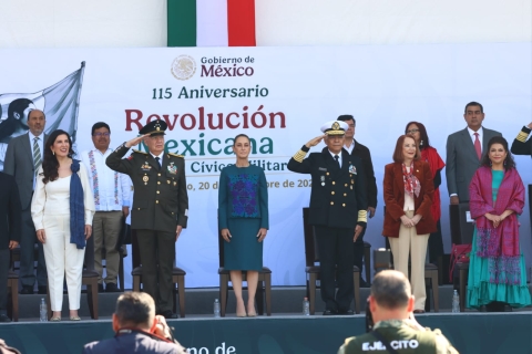 Sheinbaum encabeza desfile por el 115 aniversario de la Revoluci&oacute;n Mexicana