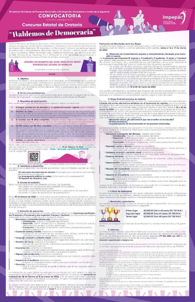 Ya está disponible la convocatoria para los estudiantes de nivel medio superior para participar en este concurso de oratoria.