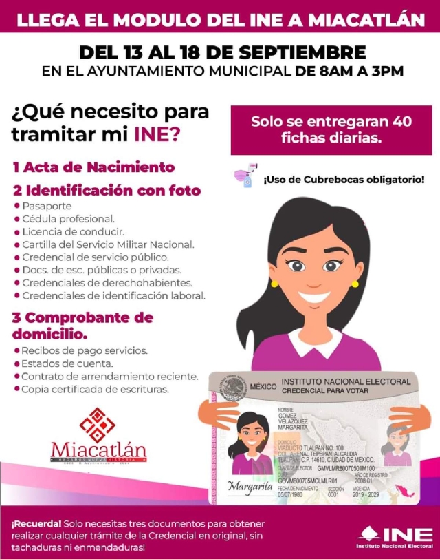 Instalan módulo de atención del INE en Miacatlán