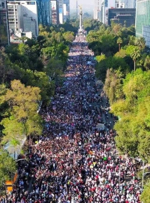 La gente acudi&oacute; a las calles en al menos 90 ciudades del pa&iacute;s. En la Ciudad de M&eacute;xico, los manifestantes se congregaron en el &Aacute;ngel de la Independencia y avanzaron por Paseo de la Reforma. 