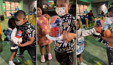 En medio del caos por la palomera de Stitch, una niña conmovió al regalarla a un pequeño con cáncer