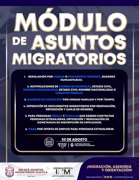 Instalarán módulo de Asuntos Migratorios en Jojutla