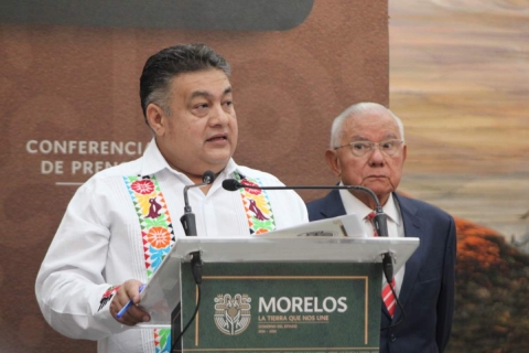 EL titular de la SSPC, Miguel Ángel Urrutia, compareció ante medios de comunicación este miércoles, en compañía del secretario de Gobierno, Juan Salgado Brito.  