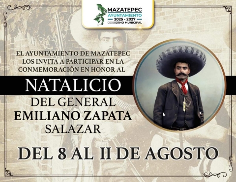 Celebrará Mazatepec aniversario 146 del natalicio de Emiliano Zapata