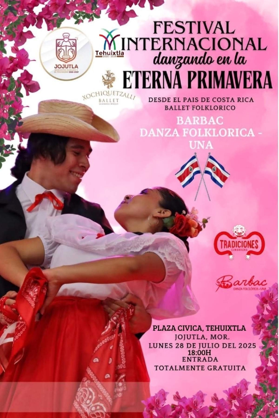 Este lunes se presentará un grupo de danza morelense y otro de Costa Rica, en la edición 2025 del Festival Internacional “Danzando en la Eterna Primavera”.