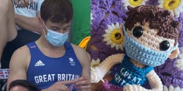 Artesana Morelense crea muñeco tejido de Tom Daley.