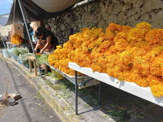 La flor de cempasúchil fue buscada en gran medida por los visitantes ayer en los panteones de Cuernavaca.   