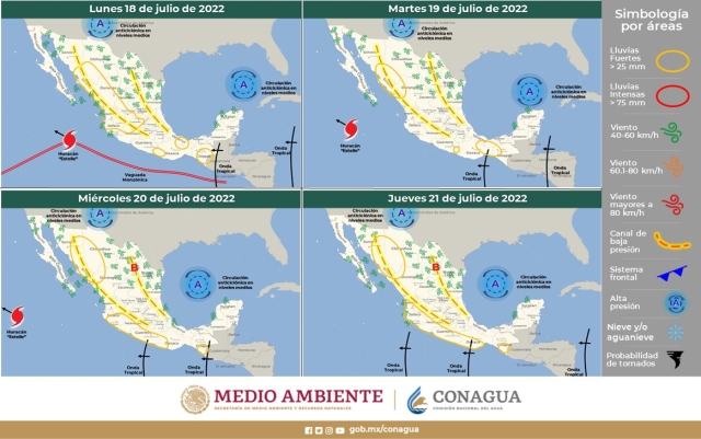 Potencial de chubascos y lluvias para esta semana en Morelos