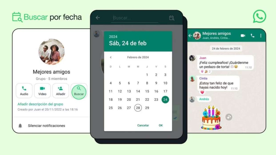 WhatsApp introduce búsqueda por fecha para facilitar recuperación de mensajes