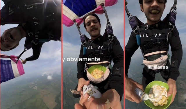 Desayuno en paracaídas: Joven comparte su experiencia en Tiktok