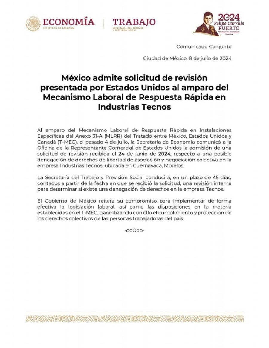 A revisión, caso Industrias Tecnos