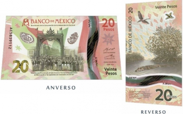 Este es el nuevo billete de 20 pesos.