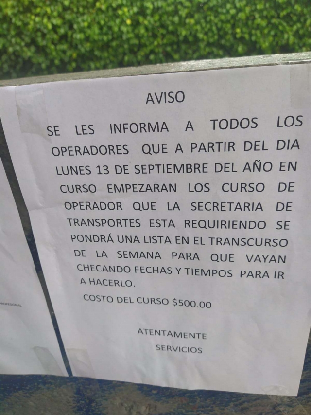 FAT cobra 500 pesos por curso de capacitación a operadores