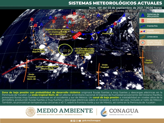 Se pronostica tiempo inestable con potencial de lluvias en Morelos