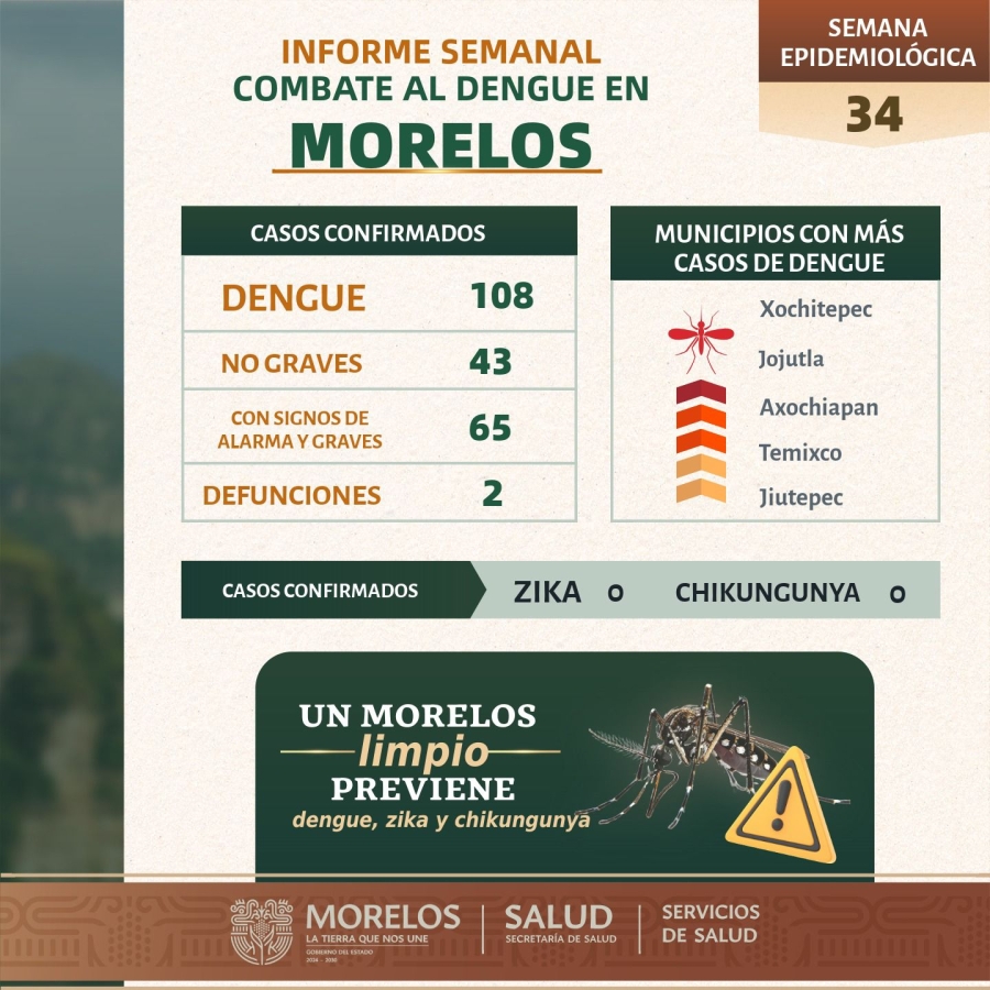 Llaman autoridades sanitarias a extremar cuidados para prevenir dengue, zika y chikungunya