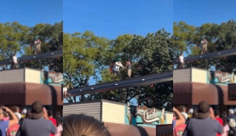 Video viral muestra dramático rescate de niño en monorraíl de parque de diversiones