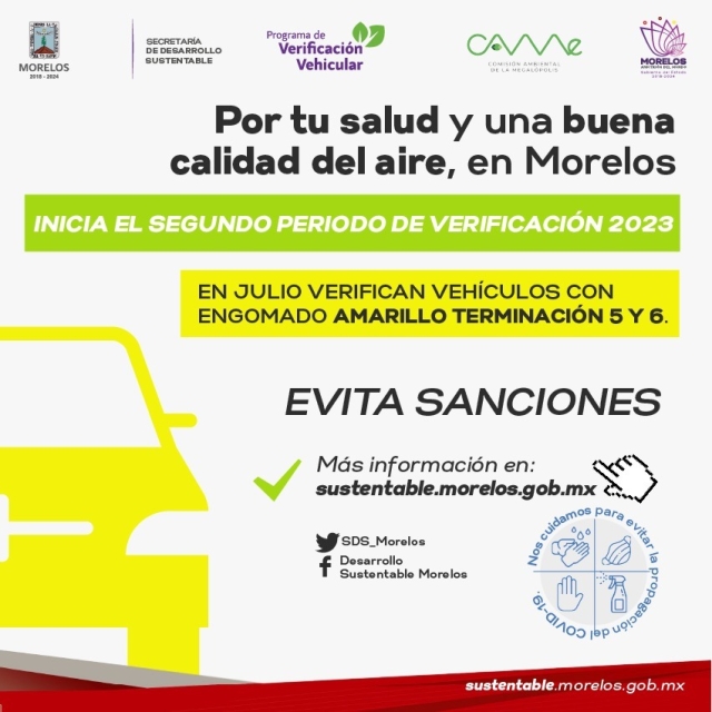 Inicia el segundo periodo de verificación vehicular en Morelos