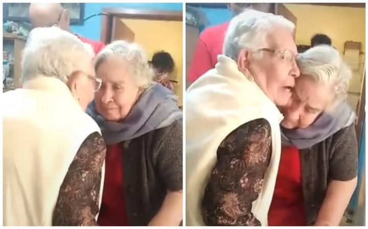 Hermanas de 90 años se reencuentran después de un año sin verse.