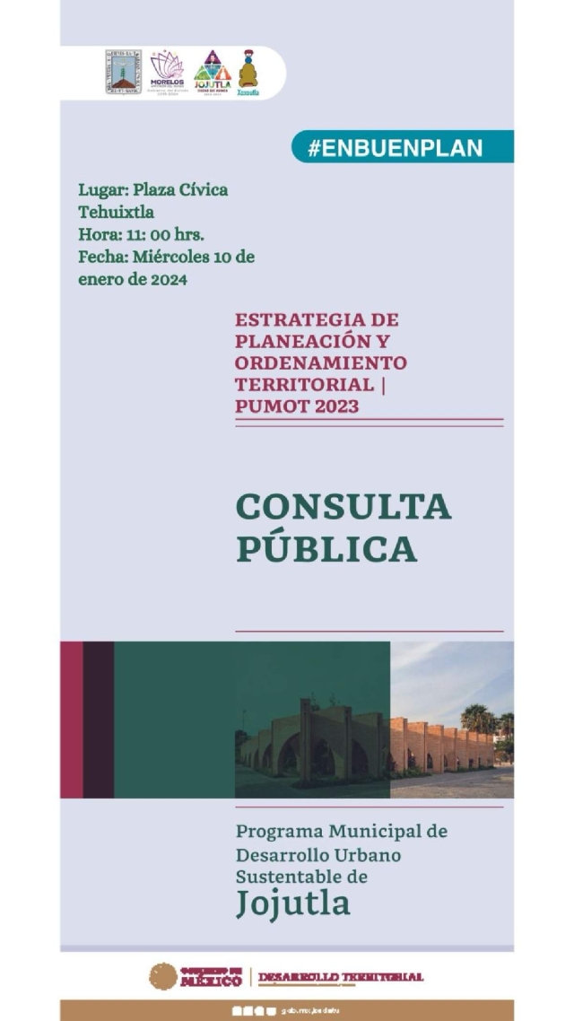 Este miércoles comenzarán las consultas para elaborar el Plan de Desarrollo Urbano Sustentable del municipio de Jojutla.