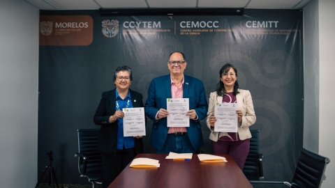Firman CCyTEM, ACMor y ACSHEM convenios para impulsar tecnología y divulgación científica