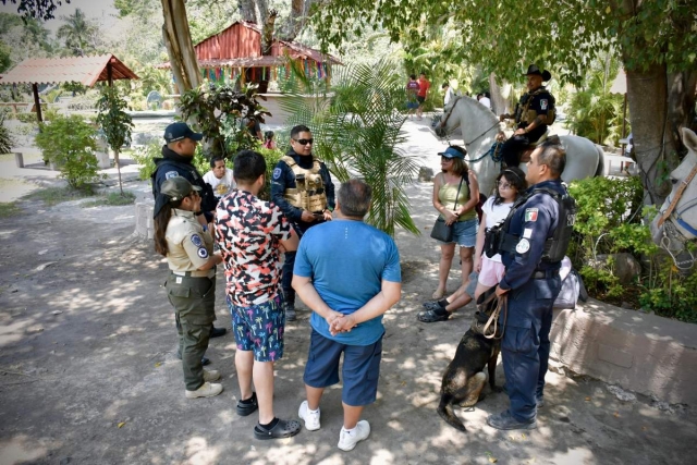 Corporaciones de seguridad despliegan operativos en centros vacacionales en el presente periodo vacacional en Morelos.  