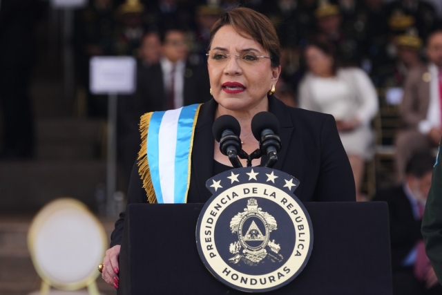 La presidenta de Honduras, Xiomara Castro, durante un evento en Tegucigalpa, el 11 de diciembre de 2025.