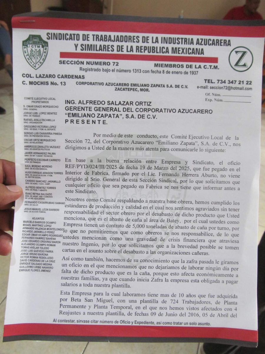 Obreros del IEZ rechazan responsabilidad en la supuesta crisis financiera que ha declarado la fábrica. Sospechan que se puede deber a otros fines.