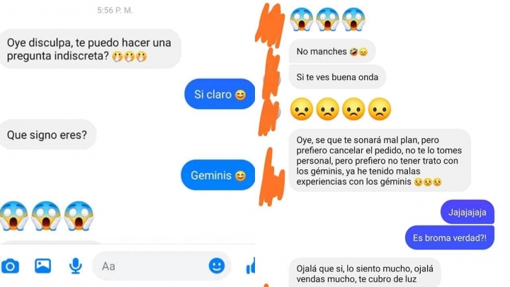 Mujer le cancela pedido a &quot;neni&quot; por su signo zodiacal.