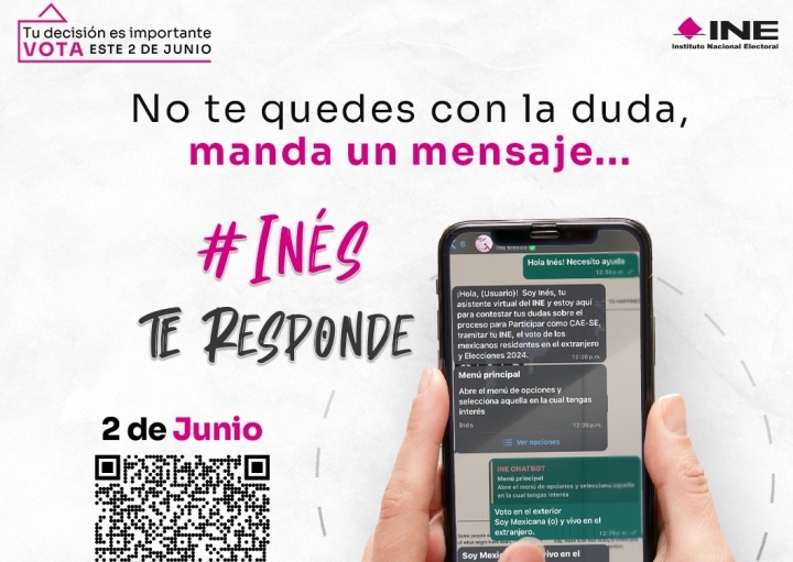 El INE renueva a &#039;Inés&#039;, chatbot contra desinformación en elecciones 2024
