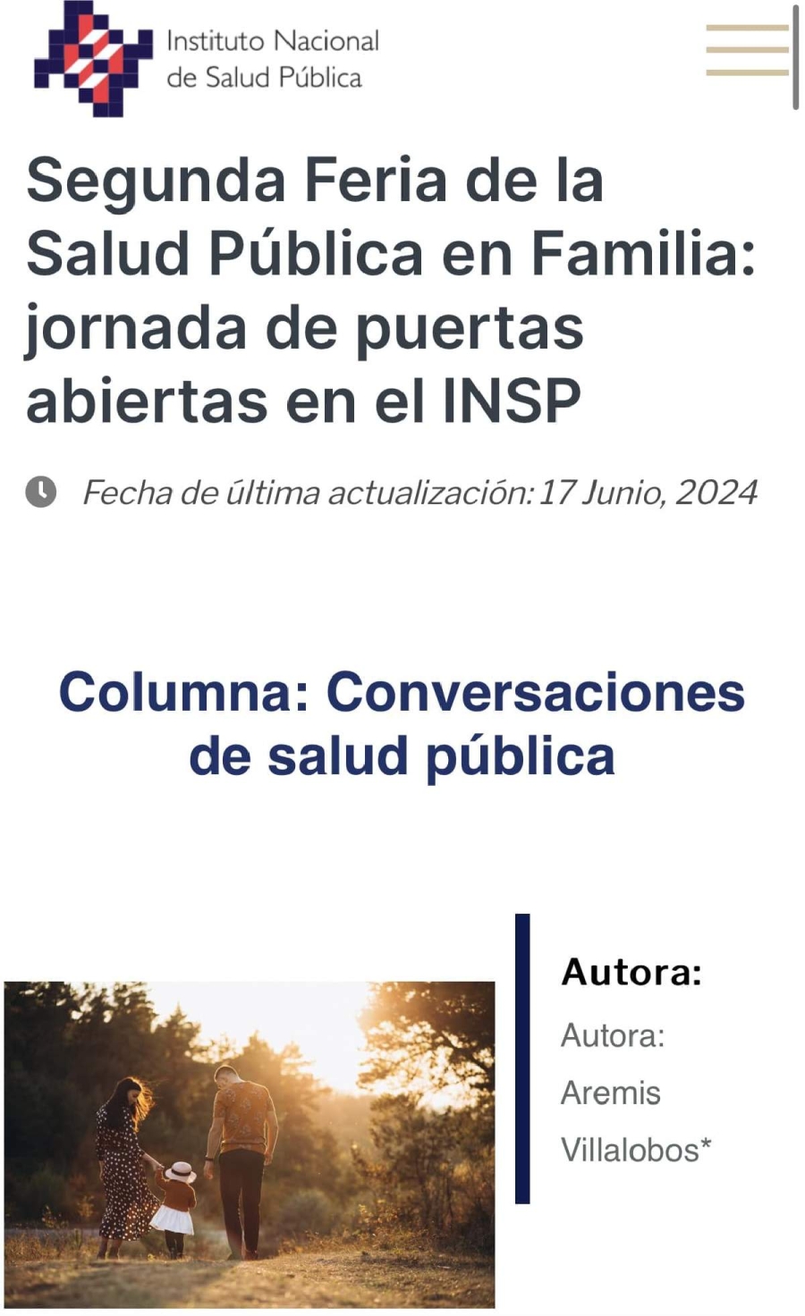 Invita INSP a “Feria de la salud pública en familia”