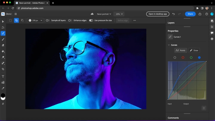 Photoshop deslumbra con su versión web e incorpora inteligencia artificial