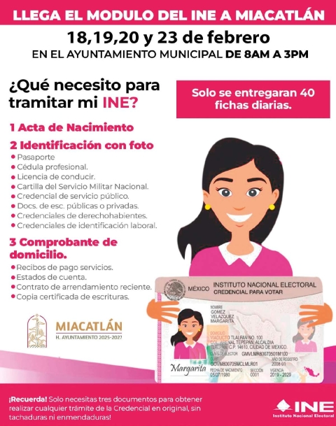 Instalar&aacute; INE m&oacute;dulo de atenci&oacute;n en Miacatl&aacute;n