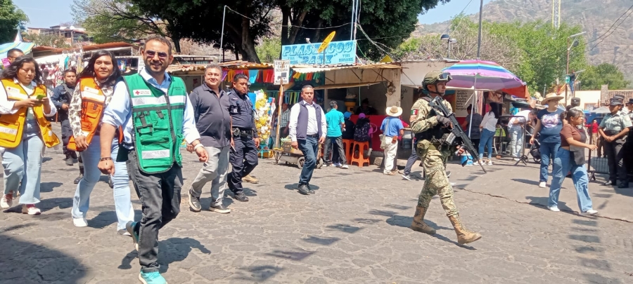Supervisan autoridades operativo interinstitucional de seguridad en el carnaval de Tepoztlán