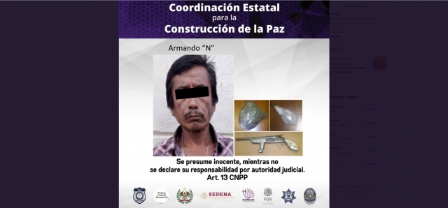 Atrapan a un individuo armado y con droga en Xoxocotla