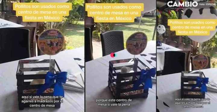 Controversia digital: Pollitos son usados como centro de mesa en fiesta