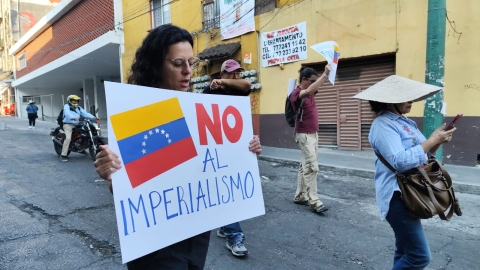 Marcha MMB en Cuernavaca en protesta contra intervenci&oacute;n de EEUU en Venezuela