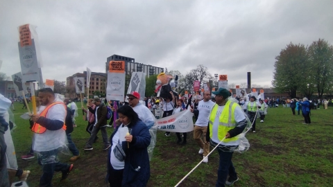 Mega marcha por el Día Internacional del Trabajador en Chicago, EEUU