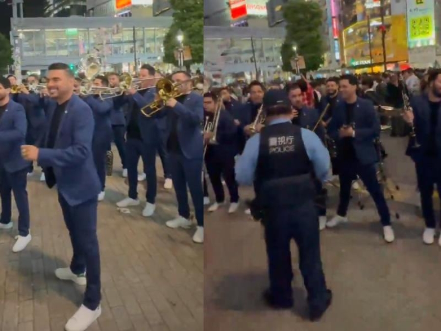 Banda 'El Recodo' da concierto en calles de Japón; policía los detiene