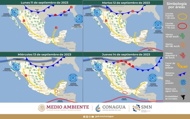 Se pronostican nublados, chubascos y posibilidades de lluvia para segunda semana de septiembre en Morelos