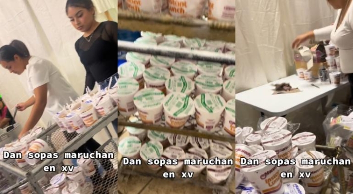 Quinceañera se vuelve viral al servir sopas instantáneas como cena en su fiesta