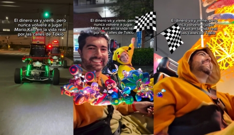 Mario Kart en la vida real: una pareja recorre las calles de Tokio al estilo del famoso videojuego