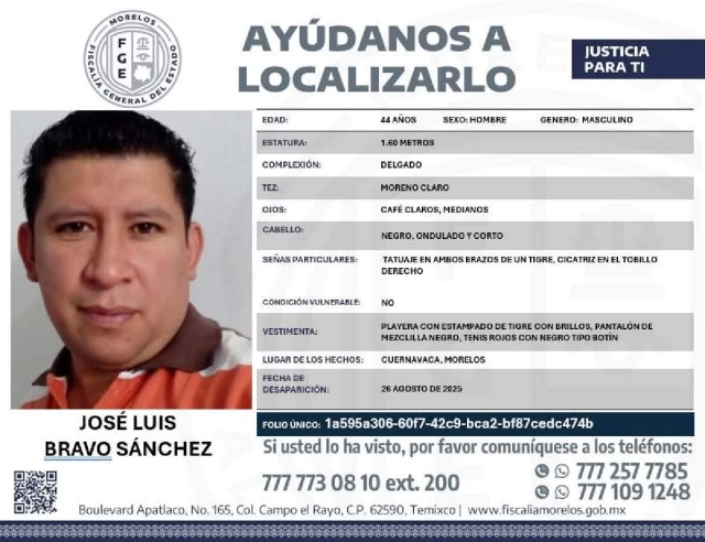 Desapareció en Cuernavaca hace tres días