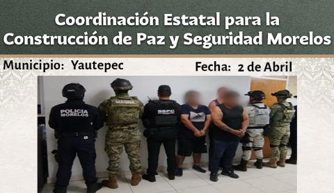 Tres detenidos en operativo interinstitucional policial en Yautepec