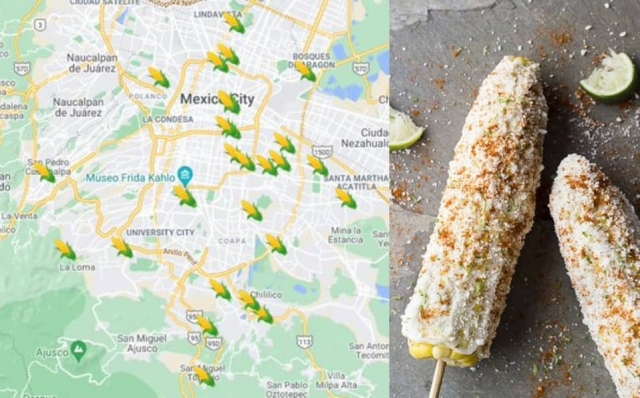 Crean mapa de elotes y esquites en CDMX.